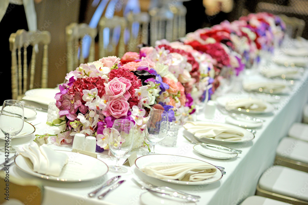 Fototapeta premium table set for a wedding dinner