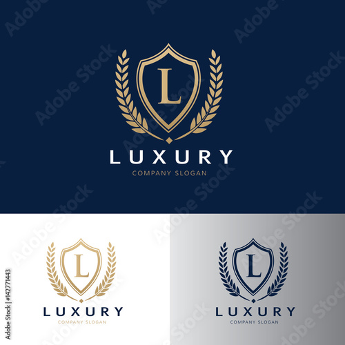 Luxury logo design template, Crest design for hotel logo , real estate logo, security logo, premium brand identity.