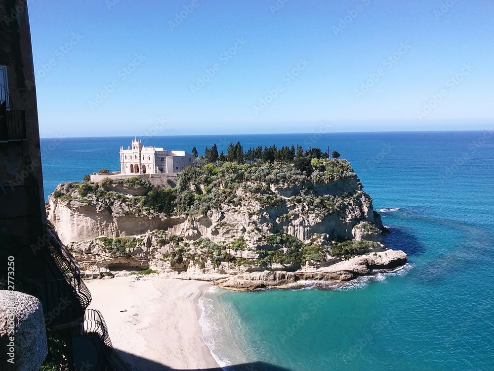 Italian Coast sea beach sand and castle