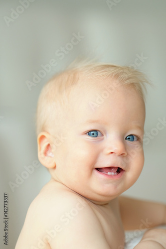 Baby boy with blue eyes