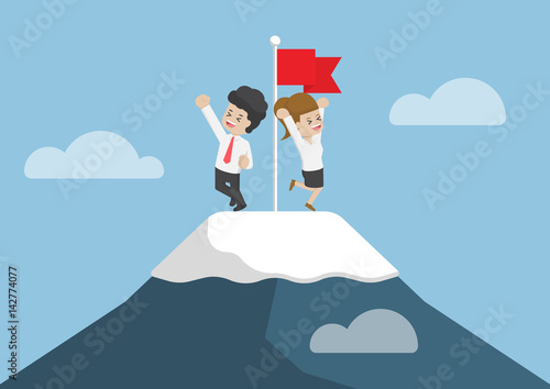 Businessman Climbed to The Top of Mountain