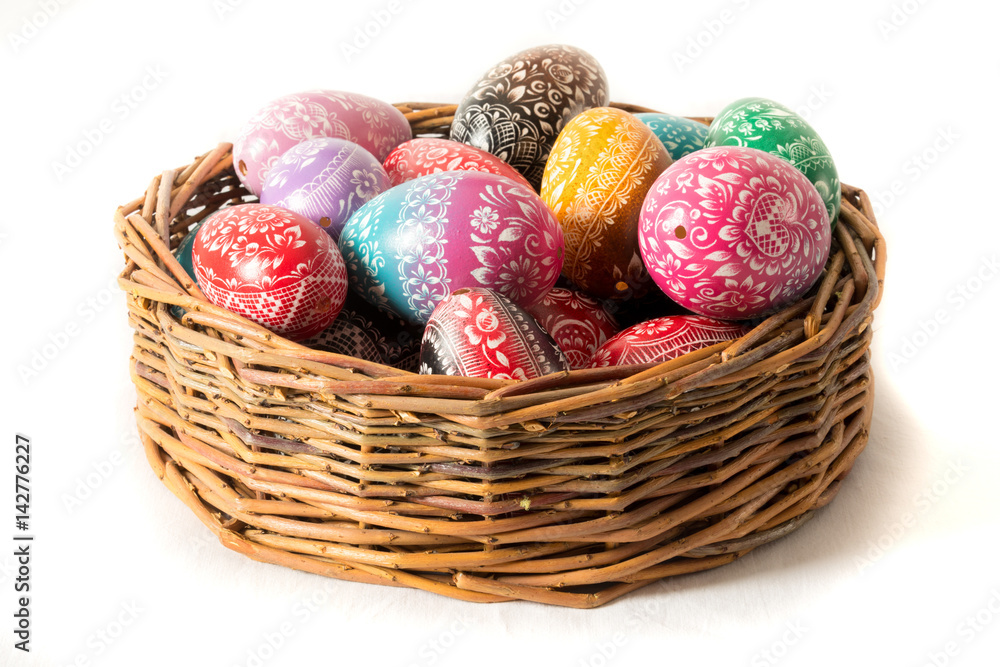 black and blue ornaments eastern eggs on white