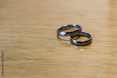 Two wedding rings made of tungsten.