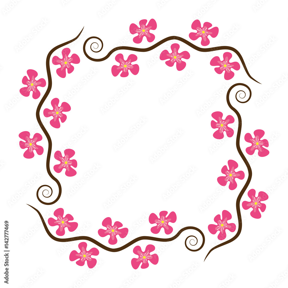 vector abstract decoration pattern of cherry branches with blossom