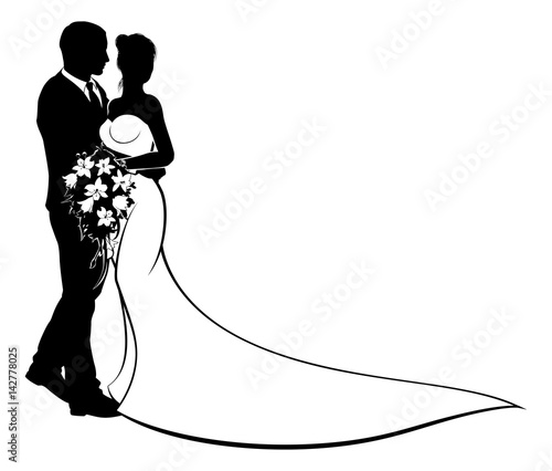 Wedding Bride and Groom Silhouette