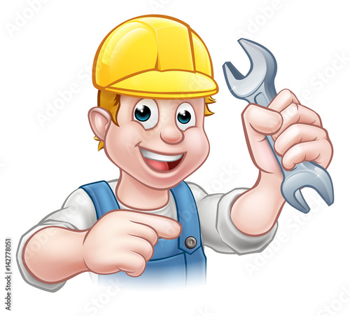 Mechanic or Plumber Cartoon Character
