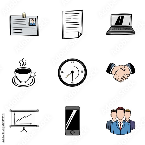 Marketing icons set, cartoon style