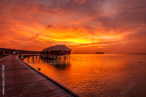 Sunset at Maldivian beach