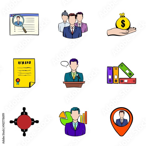  Spica icons set, cartoon style