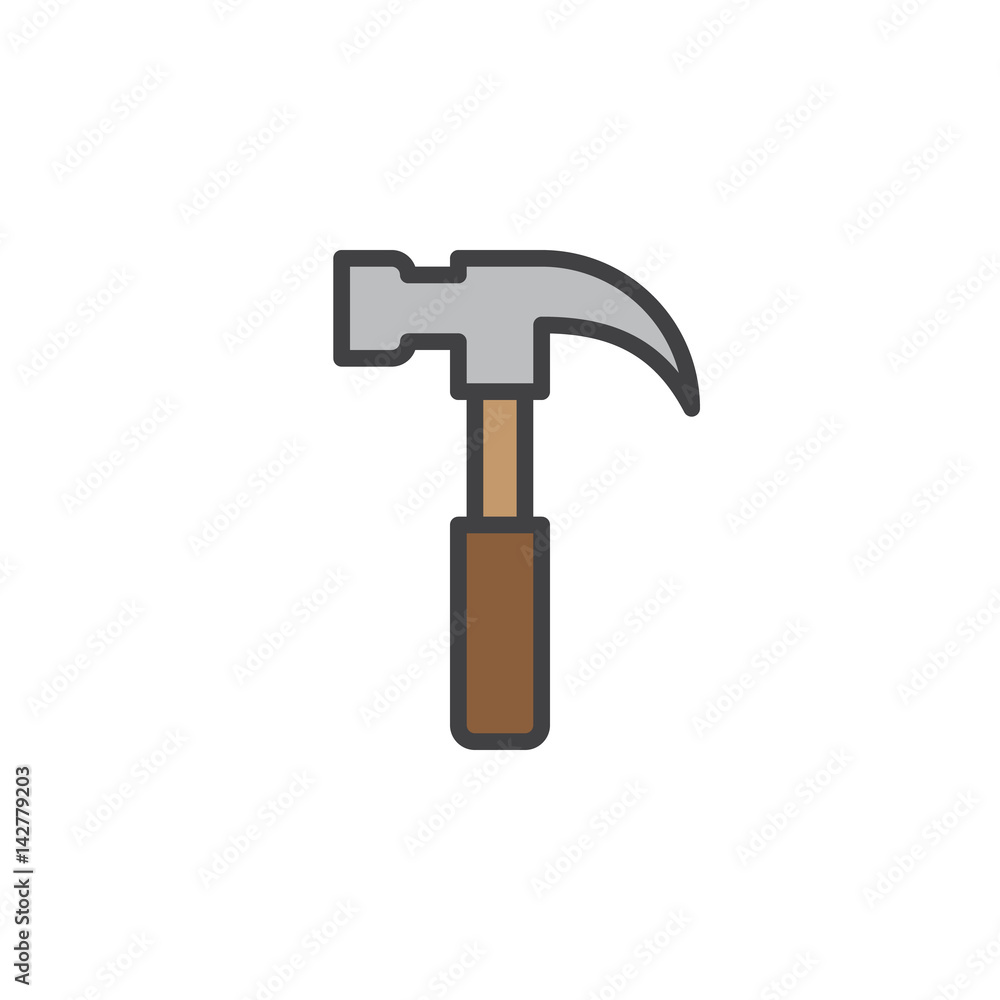 Hammer filled outline icon, line vector sign, linear style pictogram isolated on white. Symbol, logo illustration. Editable stroke. Pixel perfect Hammer filled outline icon, line vector sign, linear style pictogram isolated on white. Symbol, logo illustration. Editable stroke. Pixel perfect