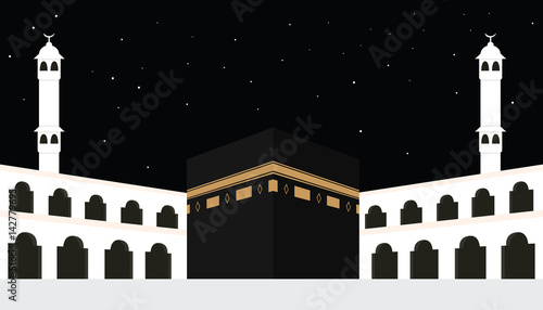 kabah in mecca as main building for pilgrim islam at night photo