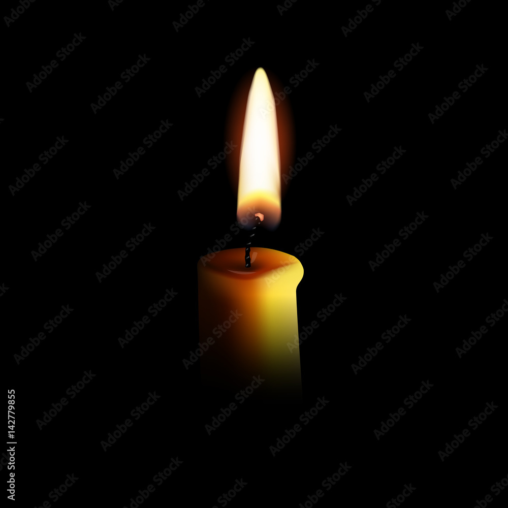 Vector realistic candle with fire isolated on black background. Vector realistic candle with fire isolated on black background.