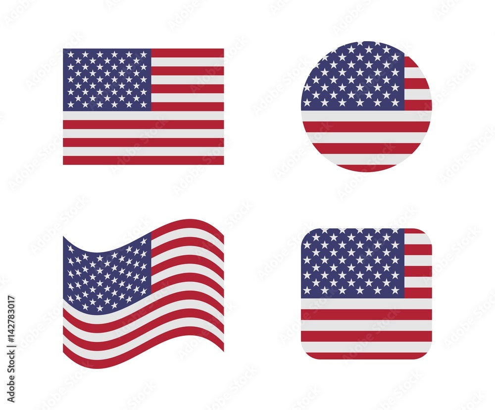 set 4 flags of united states set 4 flags of united states