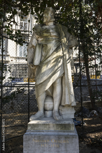 the statue ofAbraham Ortelius in Place du Petite du Sablon in Brussels photo