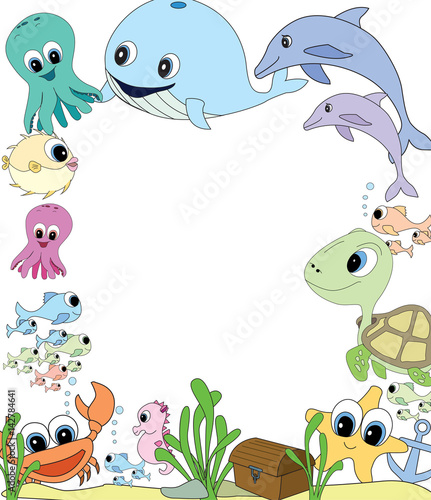 swimming sea life school or club poster