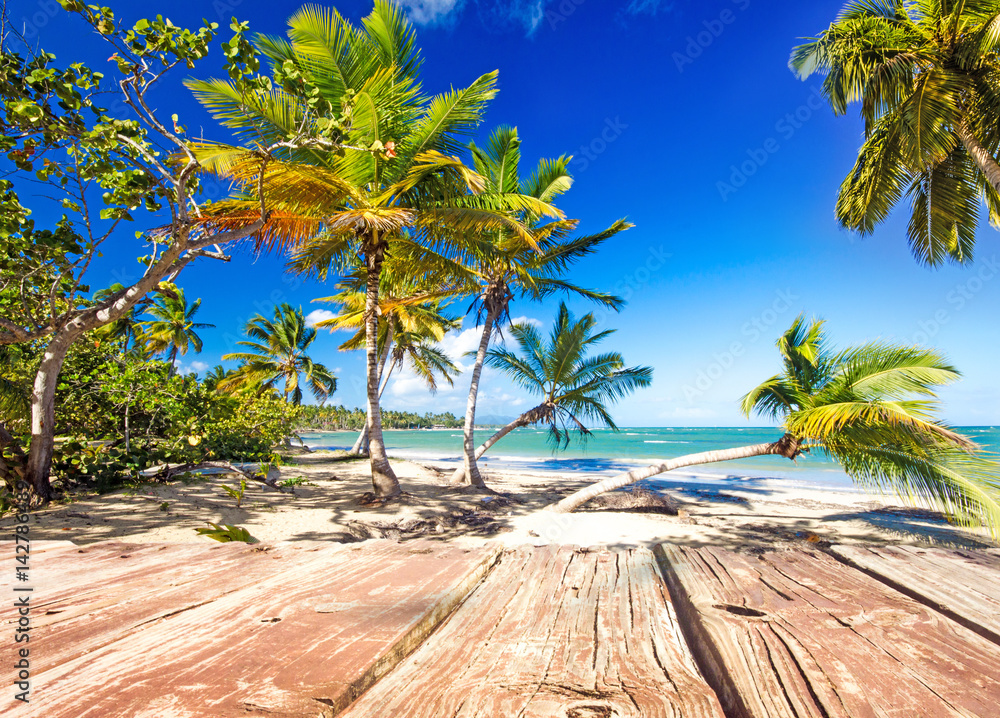 Auszeit, Urlaub, Ferien, Meditation: Bootssteg vor Karibischem Traumstrand :)