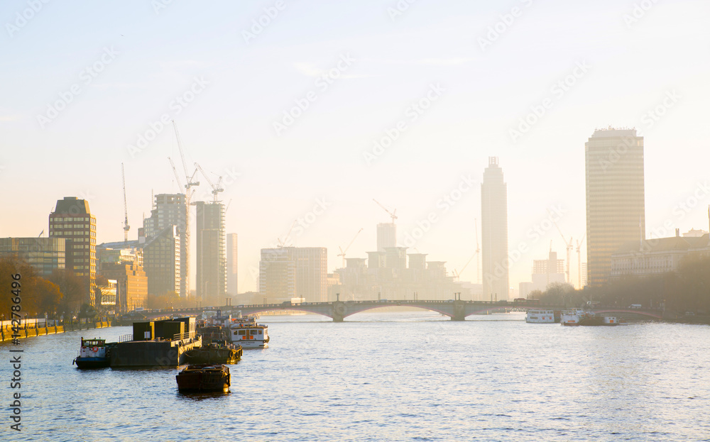 Beautiful morning Chelsea view from the Westminster bridge, London. UK
