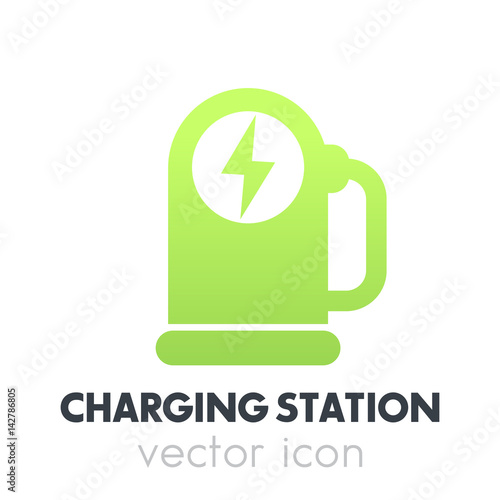 car charging station, charger for ev icon on white