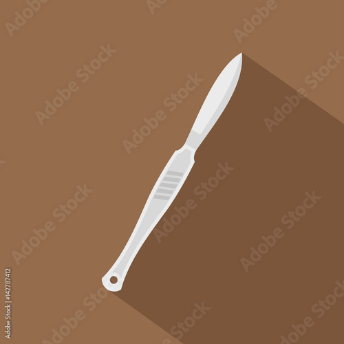 Steel scalpel icon, flat style