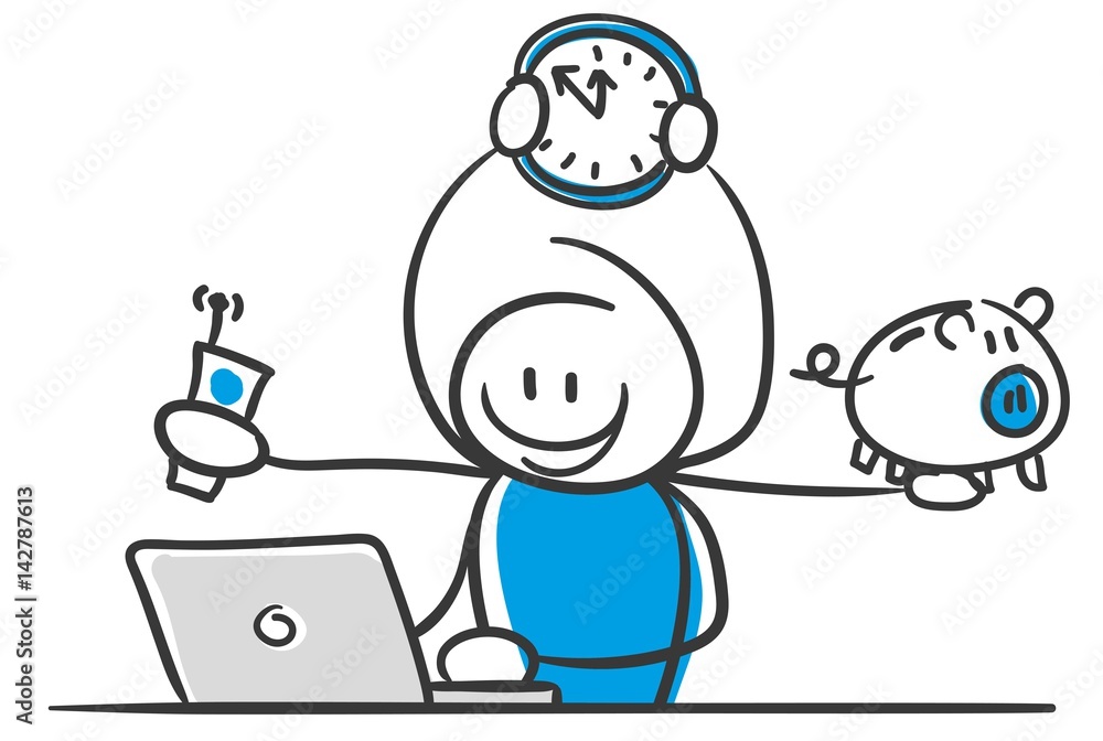 Stick Figure Series Blue / Multitasking / Influencer Stick Figure Series Blue / Multitasking / Influencer