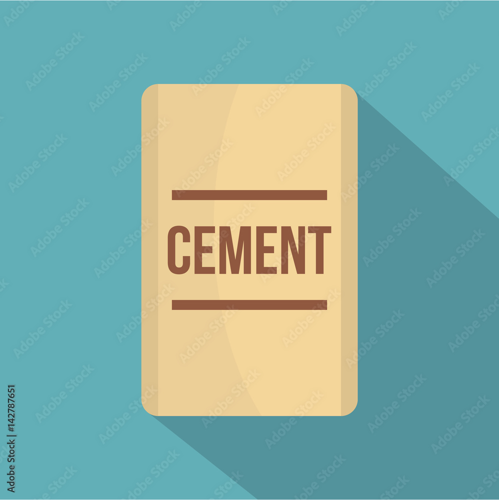 Bag of cement icon, flat style Bag of cement icon, flat style
