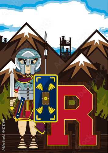 R is for Roman Alphabet Learning Illustration