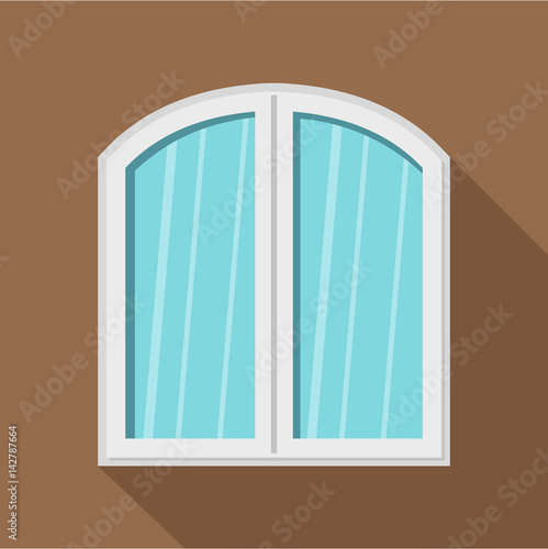 White window arched frame icon, flat style
