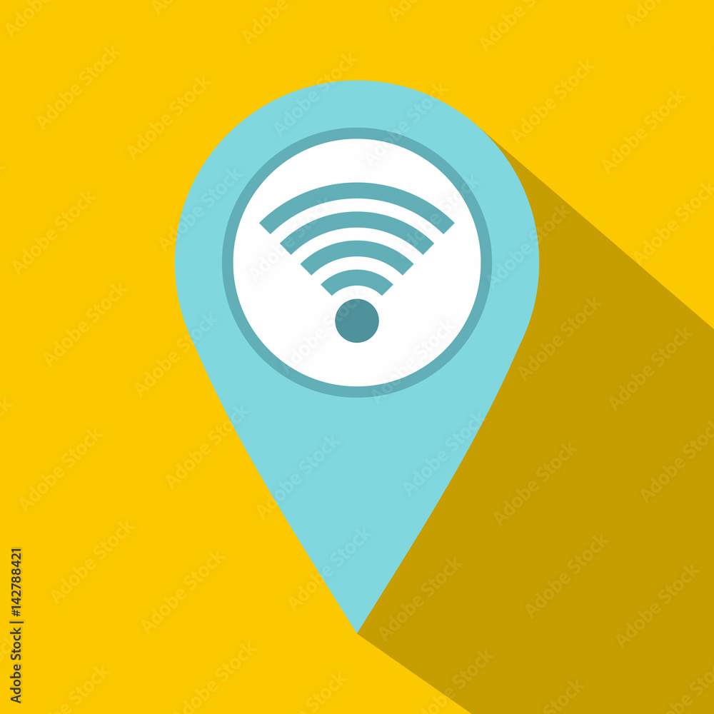 Light blue map pointer with wi fi symbol icon Light blue map pointer with wi fi symbol icon