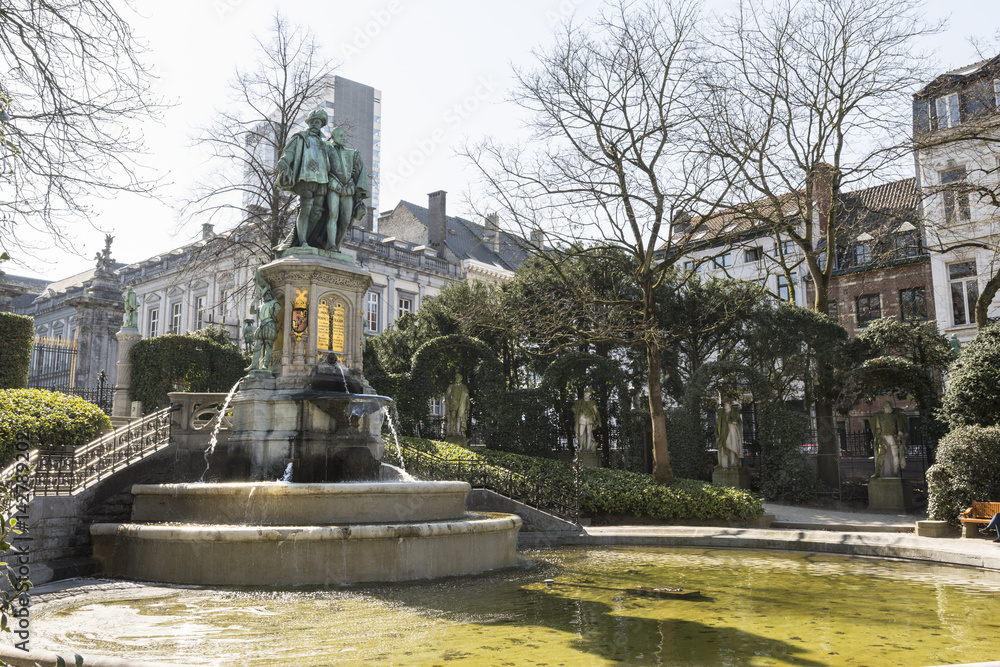 The Statue of Counts Egmont and Hoorn in Place du Petite Sablon
