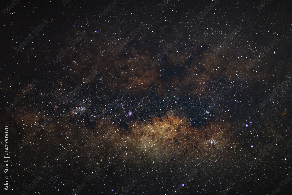 Core of Milky Way. Galactic center of the milky way, Long exposure photograph,with grain
