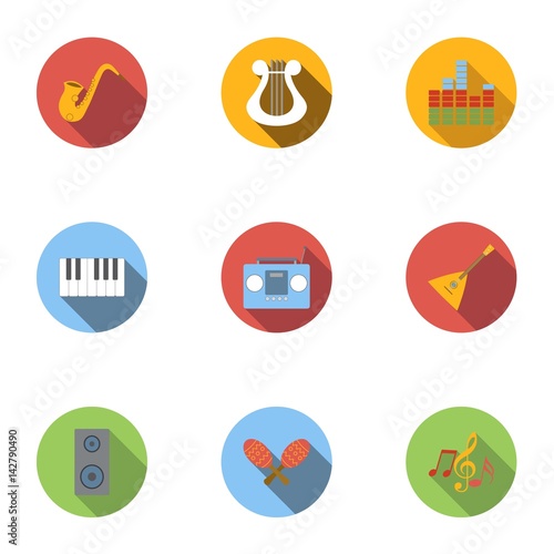 Device for music icons set, flat style