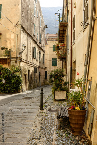 old houses in historical village, Finalborgo, Italy © hal_pand_108