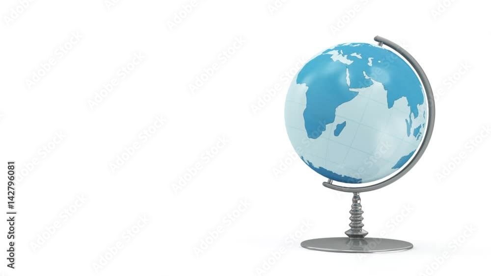 4K Seamless Looping Animation of Desk Globe Rotation on white background. Elements of this video clip furnished by NASA