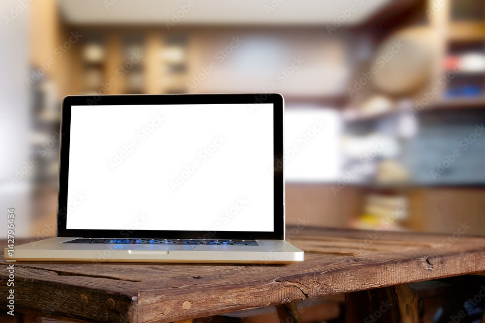 Empty rustic wood table in kitchen room. for product display montage.
