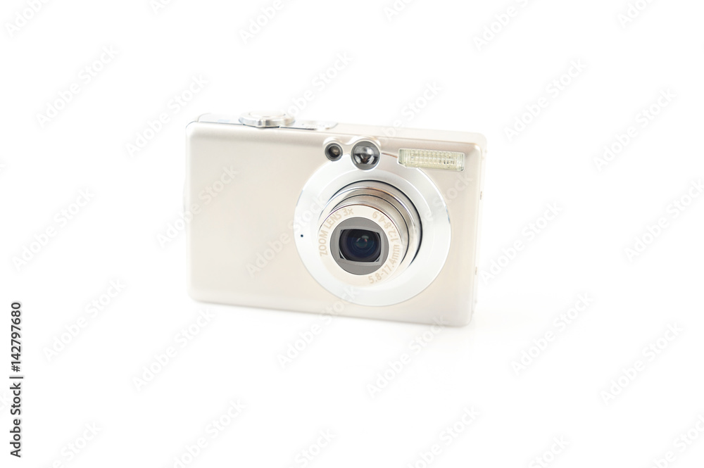 Digital compact photo camera isolated on white. Digital compact photo camera isolated on white.