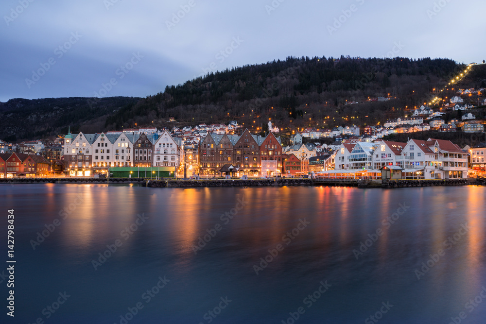 Beautiful Bergen view in Norway, March 2017