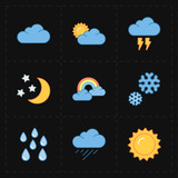 nine flat modern weather icons 