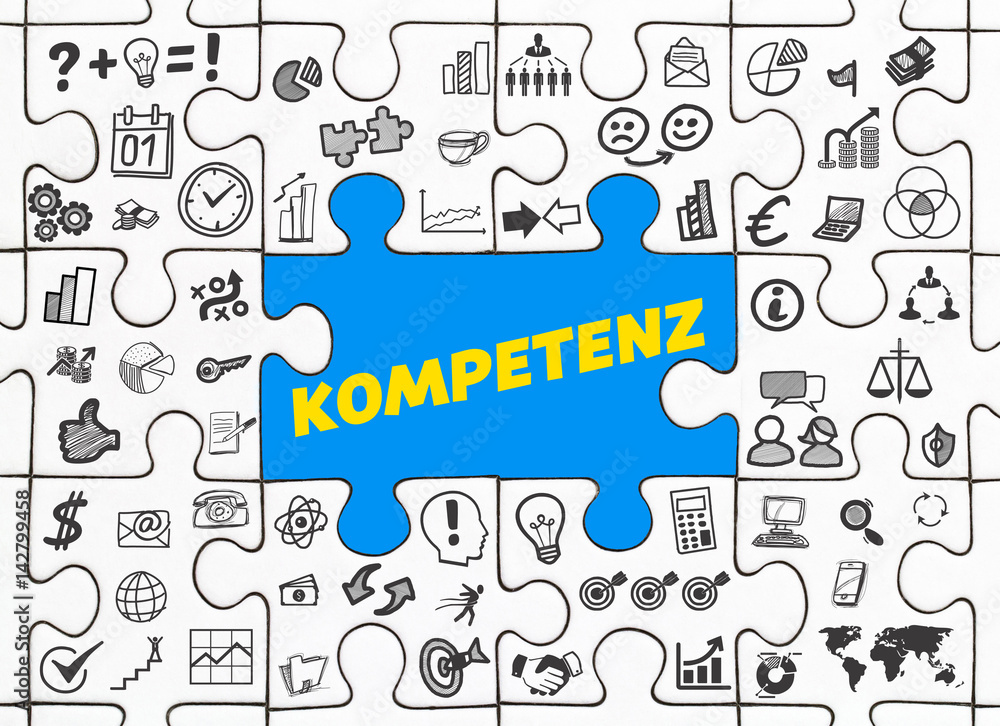 Kompetenz / Puzzle mit Symbole StockIllustration Adobe Stock