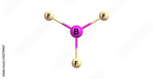 Boron trifluoride molecular structure isolated on white