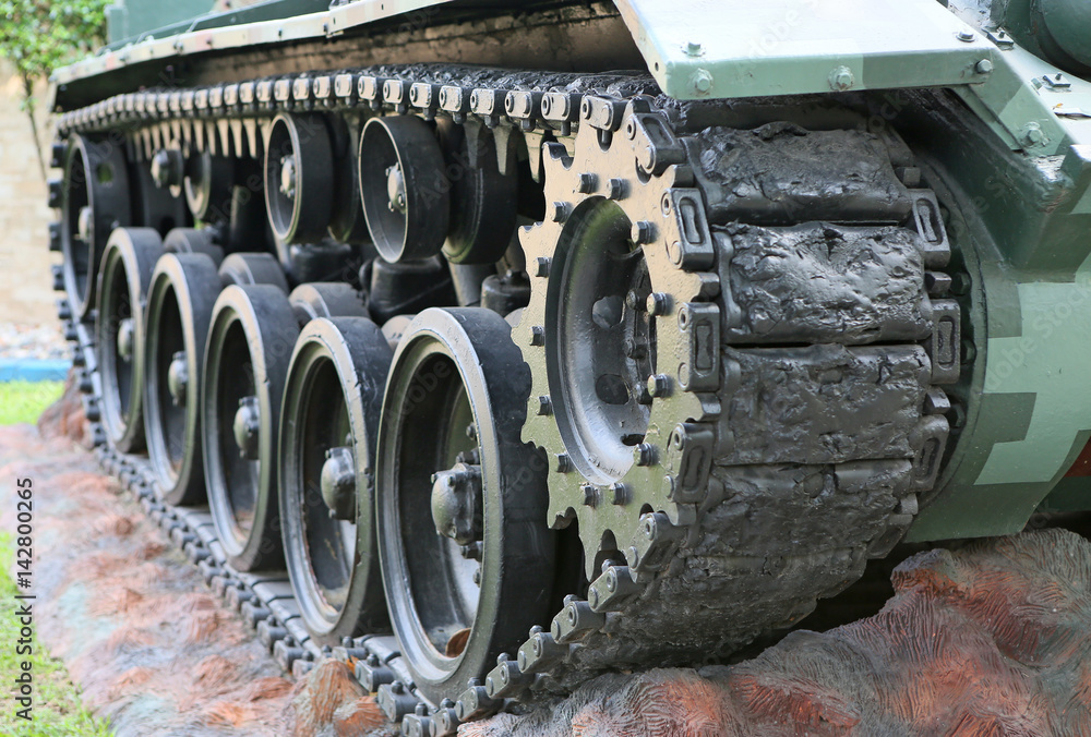 Detail of a tank with chains