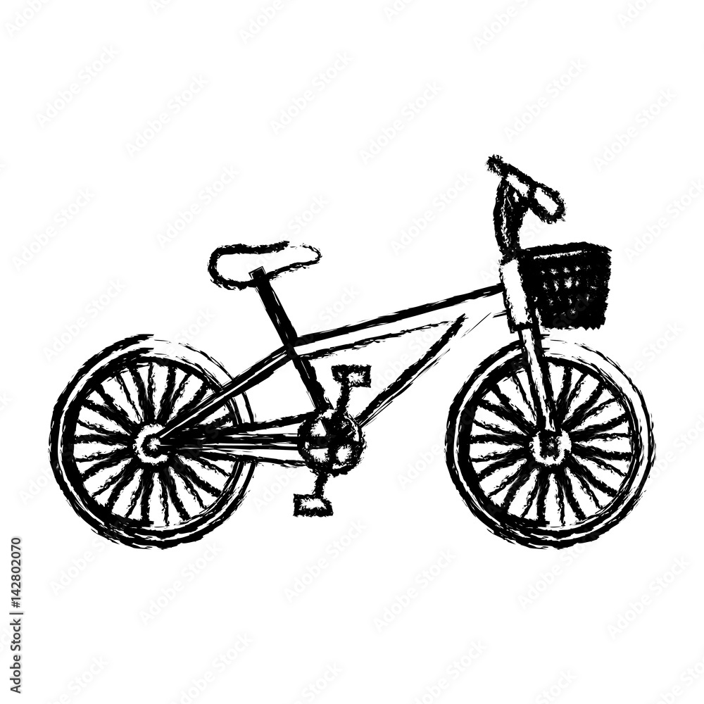 monochrome sketch of bike with basket in white background vector illustration monochrome sketch of bike with basket in white background vector illustration