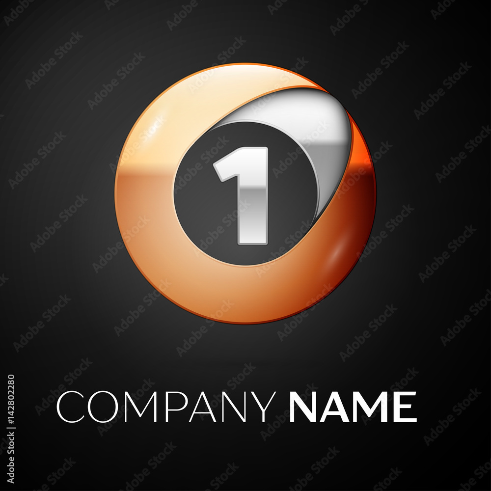 Number one vector logo symbol in the colorful circle on black