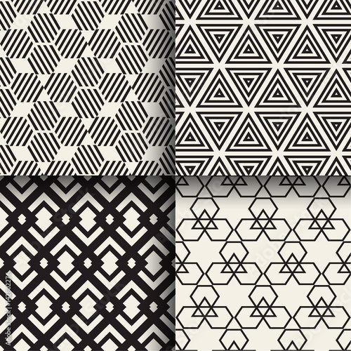 Set of abstract geometric seamless patterns