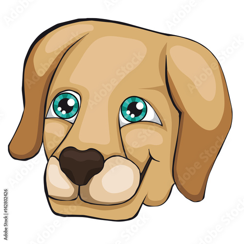 The head of the labrador retriever. Cartoon style. 