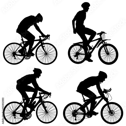 Set silhouette of a cyclist male. vector illustration