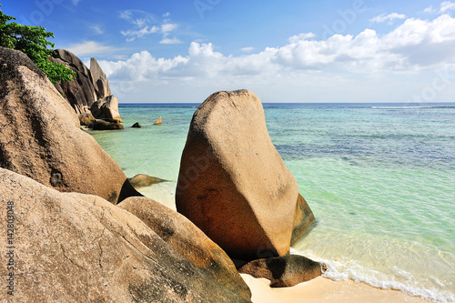 Sea View Source d'Argent, Beach on Island La Digue, Seychelles