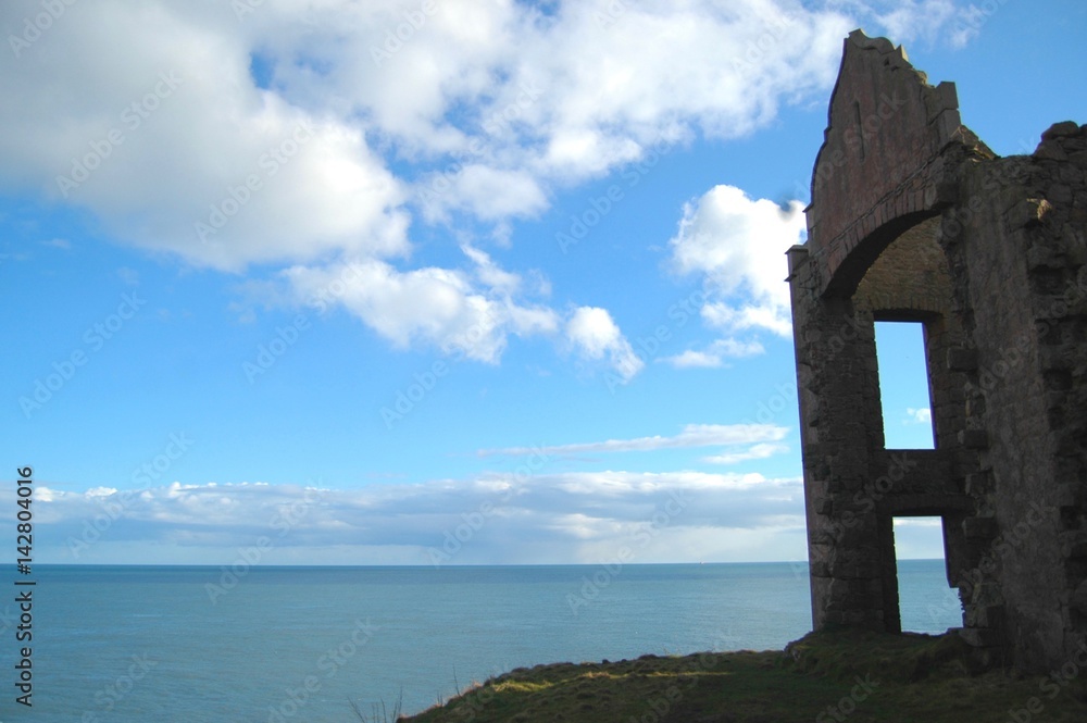 Remains of Slains Castle, Inspiration for Dracula, on edge of North Sea, Aberdeenshire