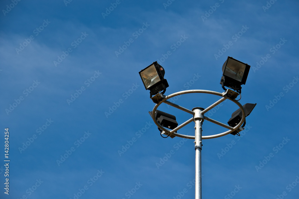 sport light post on beautiful sky background sport light post on beautiful sky background