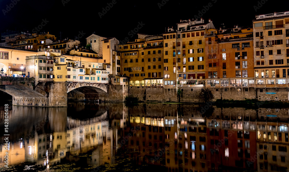 view of Florence with the old bridge in the heart of Tuscany