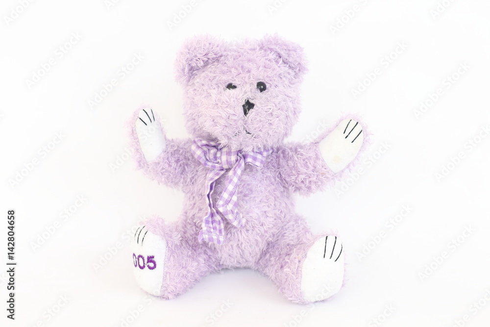 Purple bear on a white background.